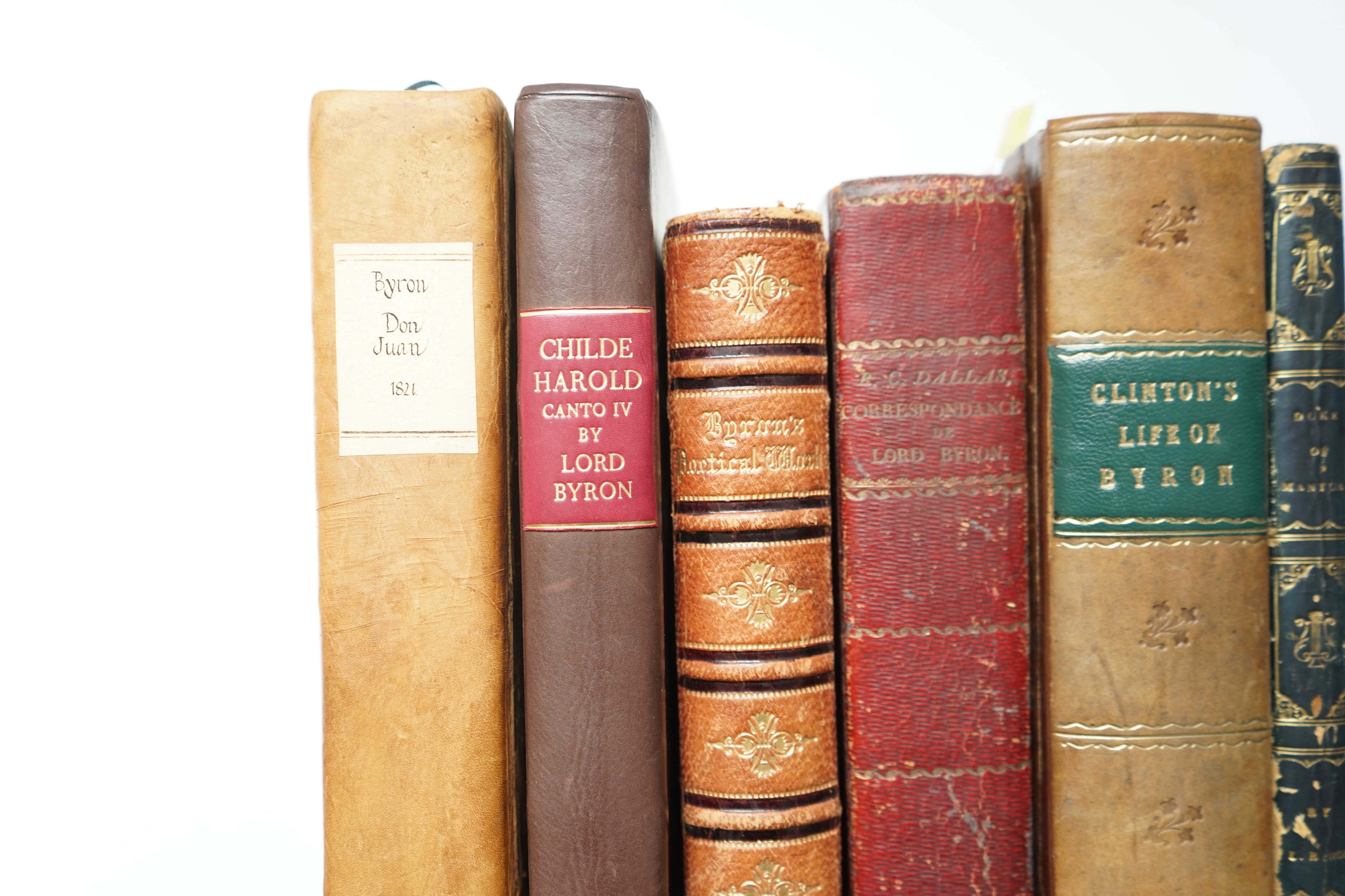 Clinton, George - Memoirs of the Life and Writings of Lord Byron, calf rebacked, 1832; The Poetical Works of Lord Byron with life engravings in steel, (The Landscape Edition of Poets), Gall & Inglis, nd; Dallas, R.C - Co